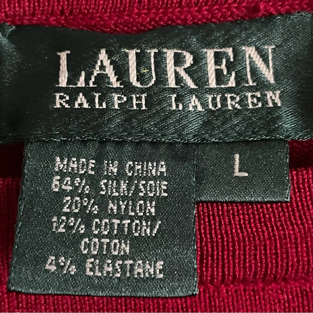 Lauren Ralph Lauren green label silk/nylon/cotton blend boat neck red - Picture 2 of 10